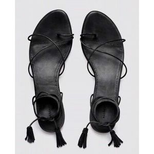 NWOT AllSaints Tassel wrap sandals, Size 38